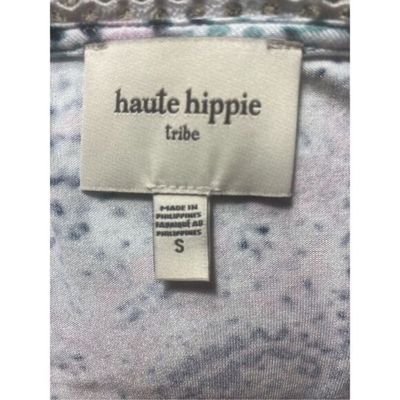 Haute Hippie Womens Pink Black Print Malia Surplice Faux Wrap Knit Top Small - Picture 5 of 6